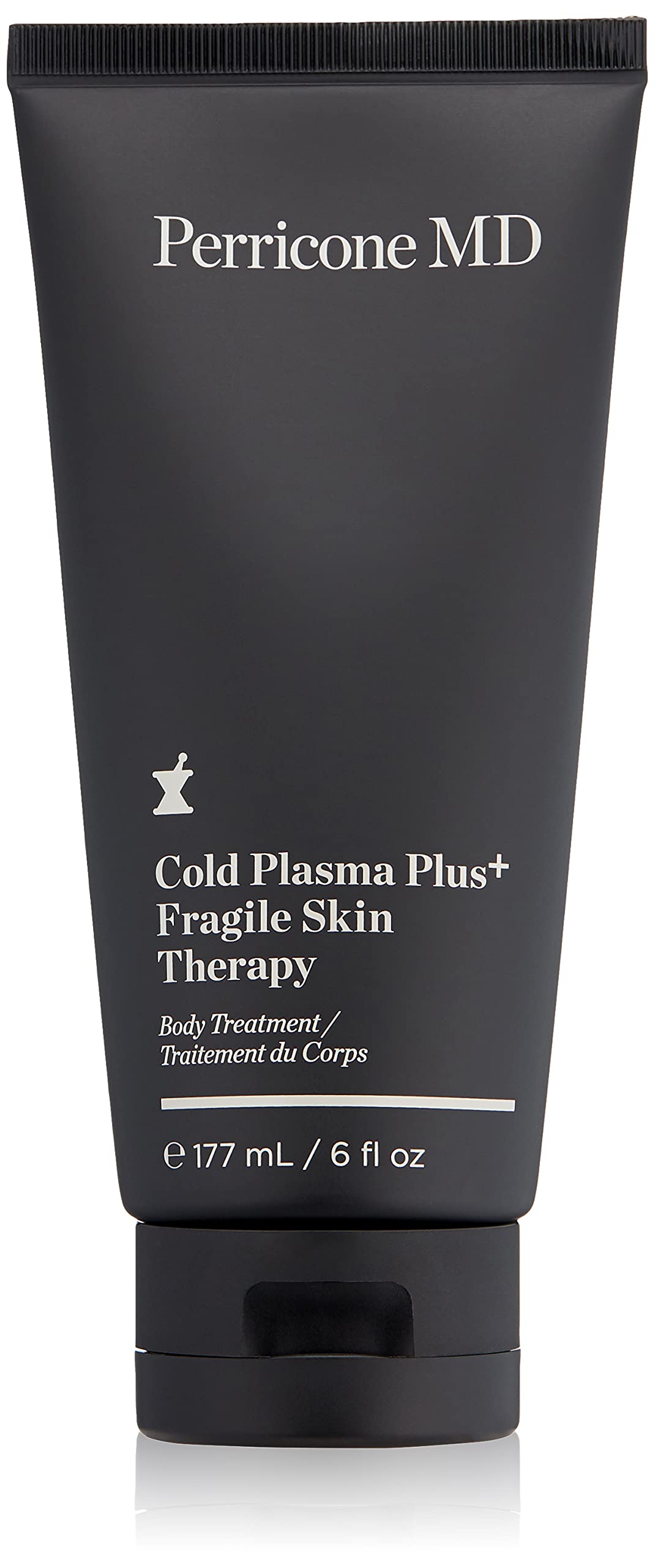 Perricone MD Cold Plasma Plus+, focus sur la bouteille, amélioration des zones fragiles.