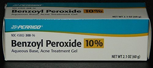 Perrigo gel acné 10% texture gel, application rapide et légère