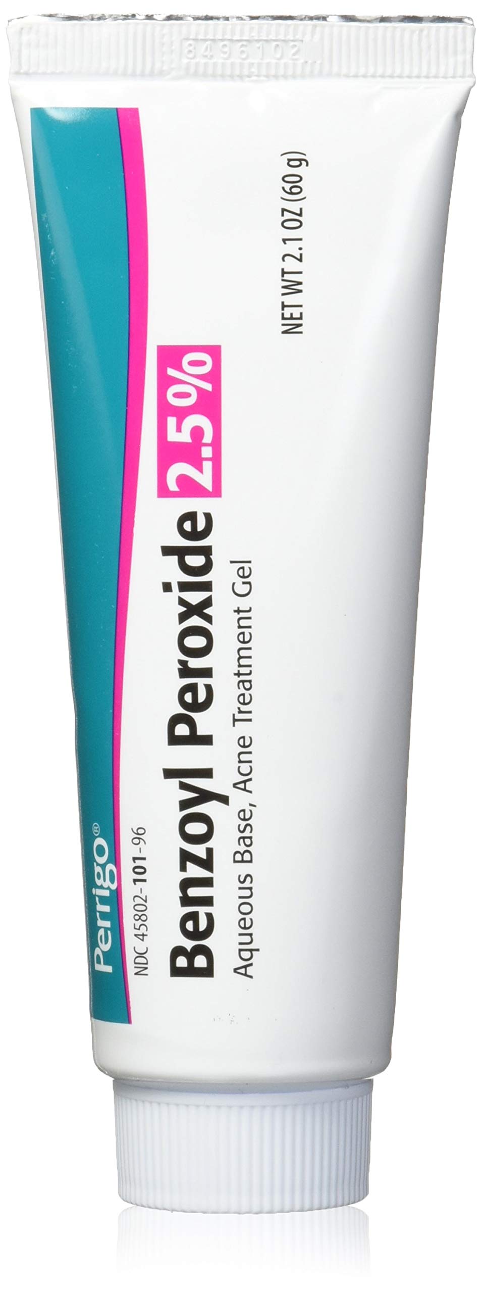 Perrigo gel au peroxyde de benzoyle 2,5%, tube 60 g, action ciblée.