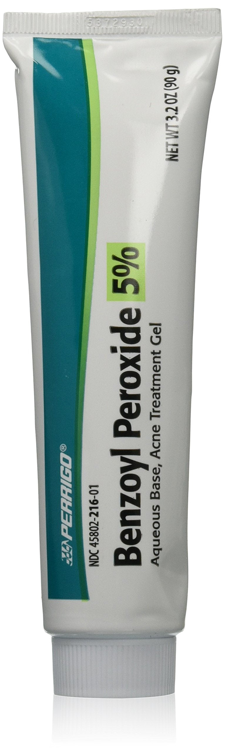 Perrigo gel peroxyde de benzyle 5 % dans un tube 90 g prêt à l'emploi.