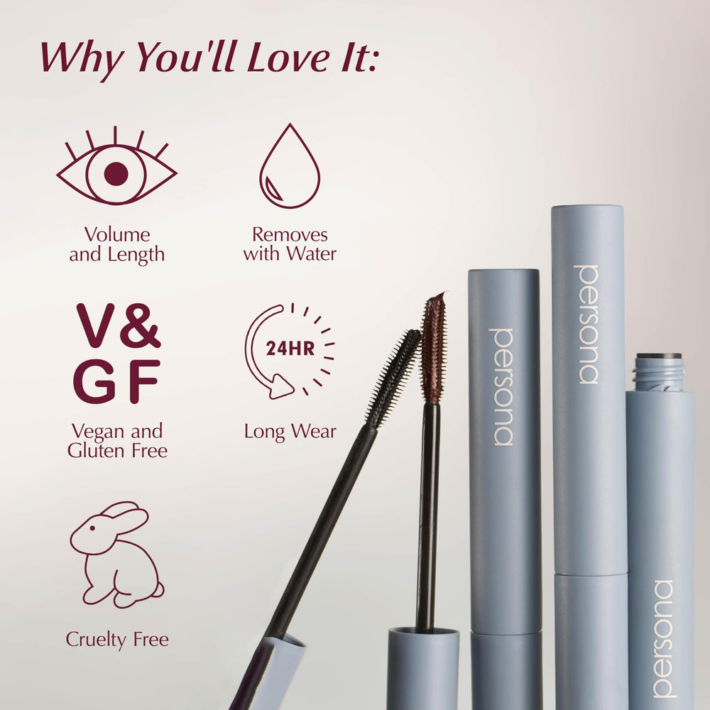 Se retire facilement à l'eau tiède avec PERSONA Mascara Tubing.