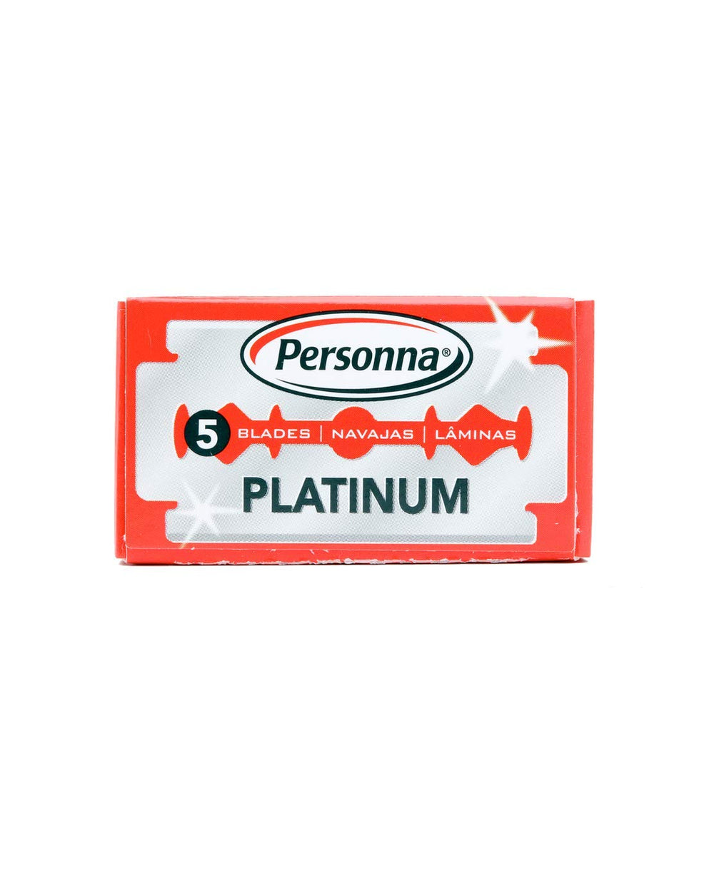 Boîte de 20 lames Personna Platinum Red Chrome prête pour réapprovisionnement.