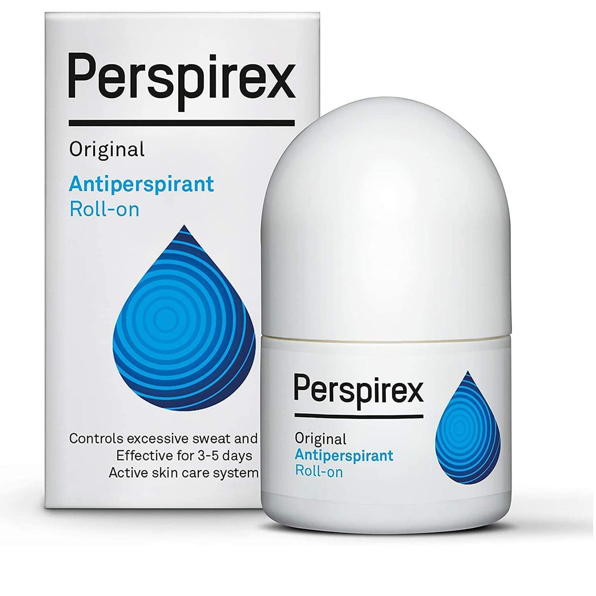 Perspirex Original rouleau 20ml, bouteille compacte, protection durable.