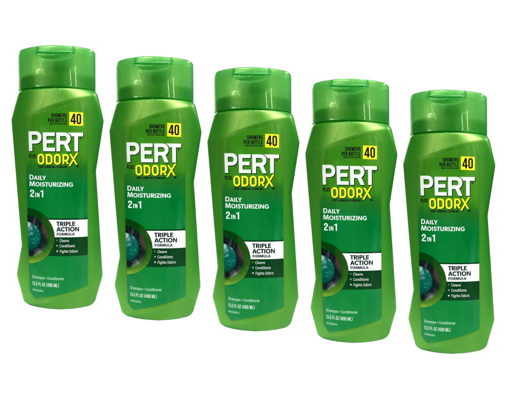 Pert Plus 2-en-1: bouteille pratique pour shampooing et soin quotidien des cheveux normaux.