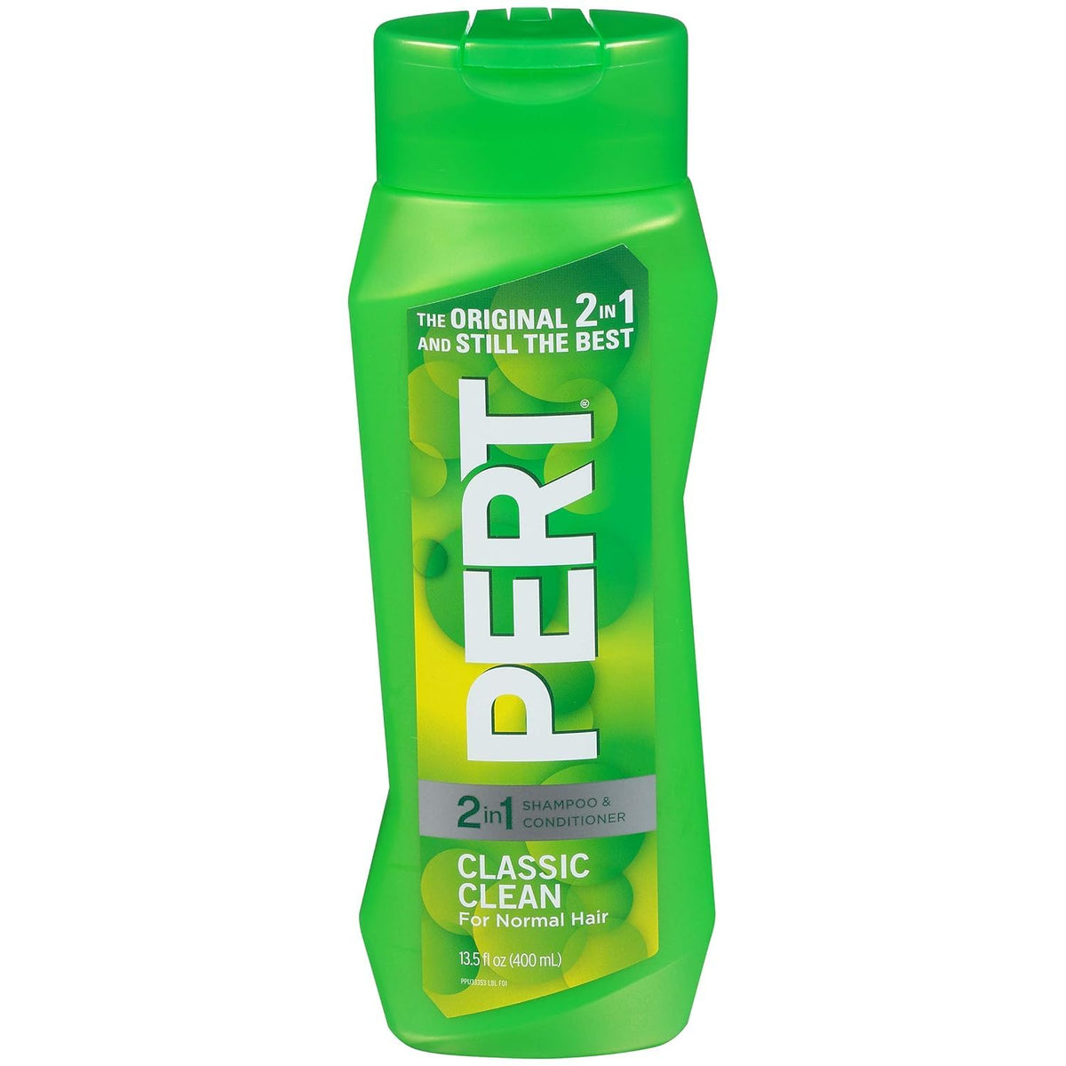 Pert Plus 2-en-1 en bouteille, pratique pour le lavage quotidien des cheveux normaux.