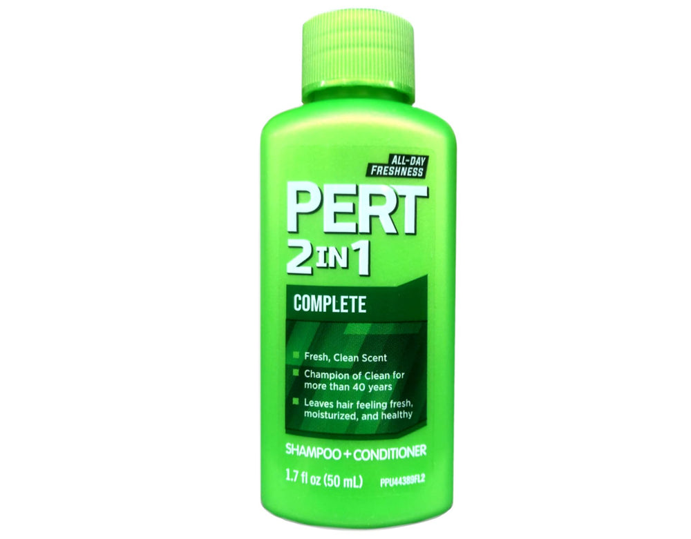 Bouteille Pert Plus 2en1 Shampoing, format pratique pour voyage et usage rapide.