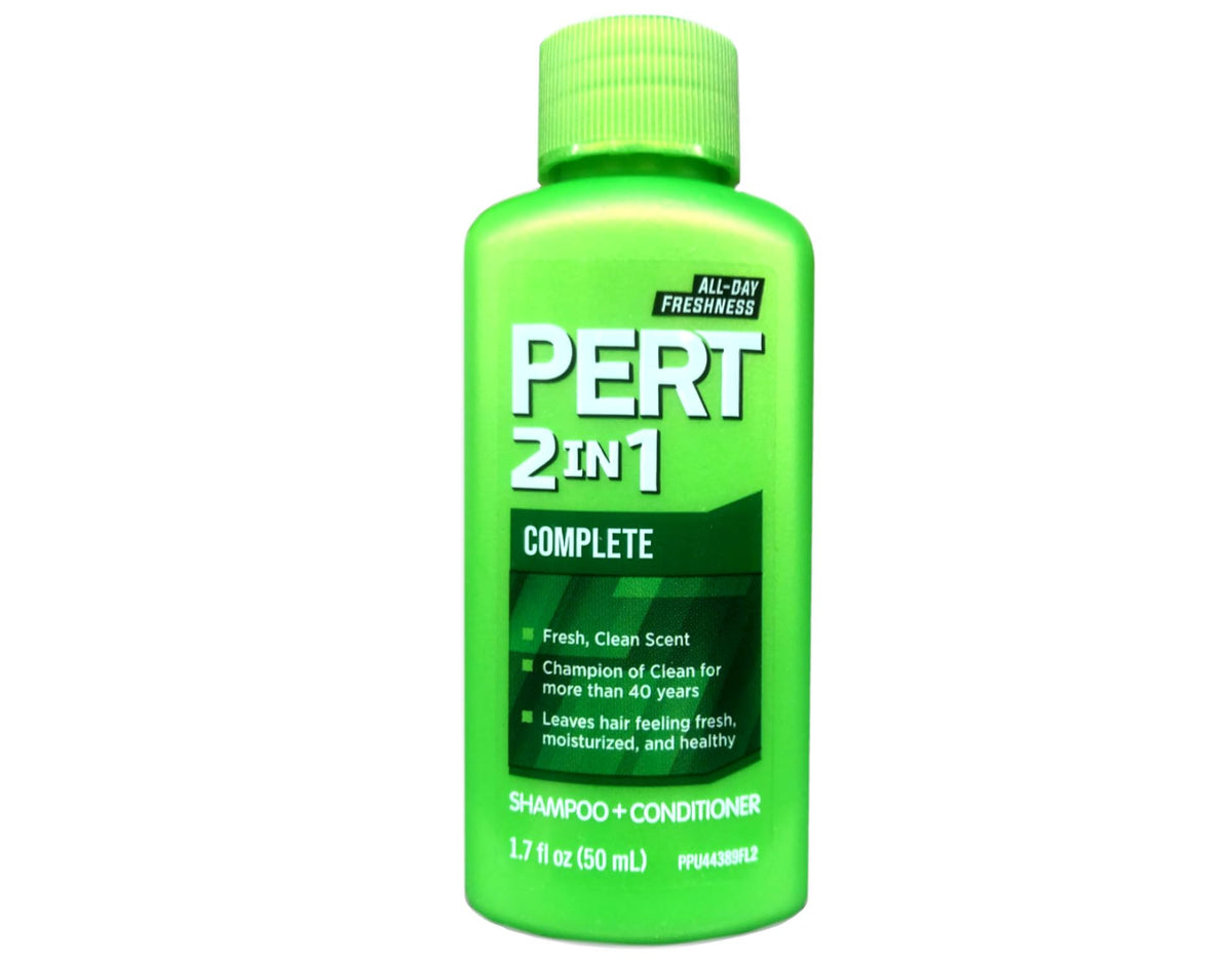 Bouteille Pert Plus 2en1 Shampoing, format pratique pour voyage et usage rapide.
