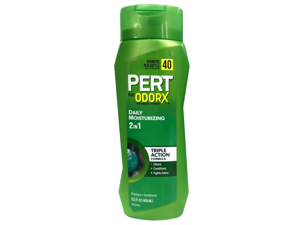 Pert Plus – etiquette 2-en-1 pour cheveux normaux, emballage clair et facile à repérer.