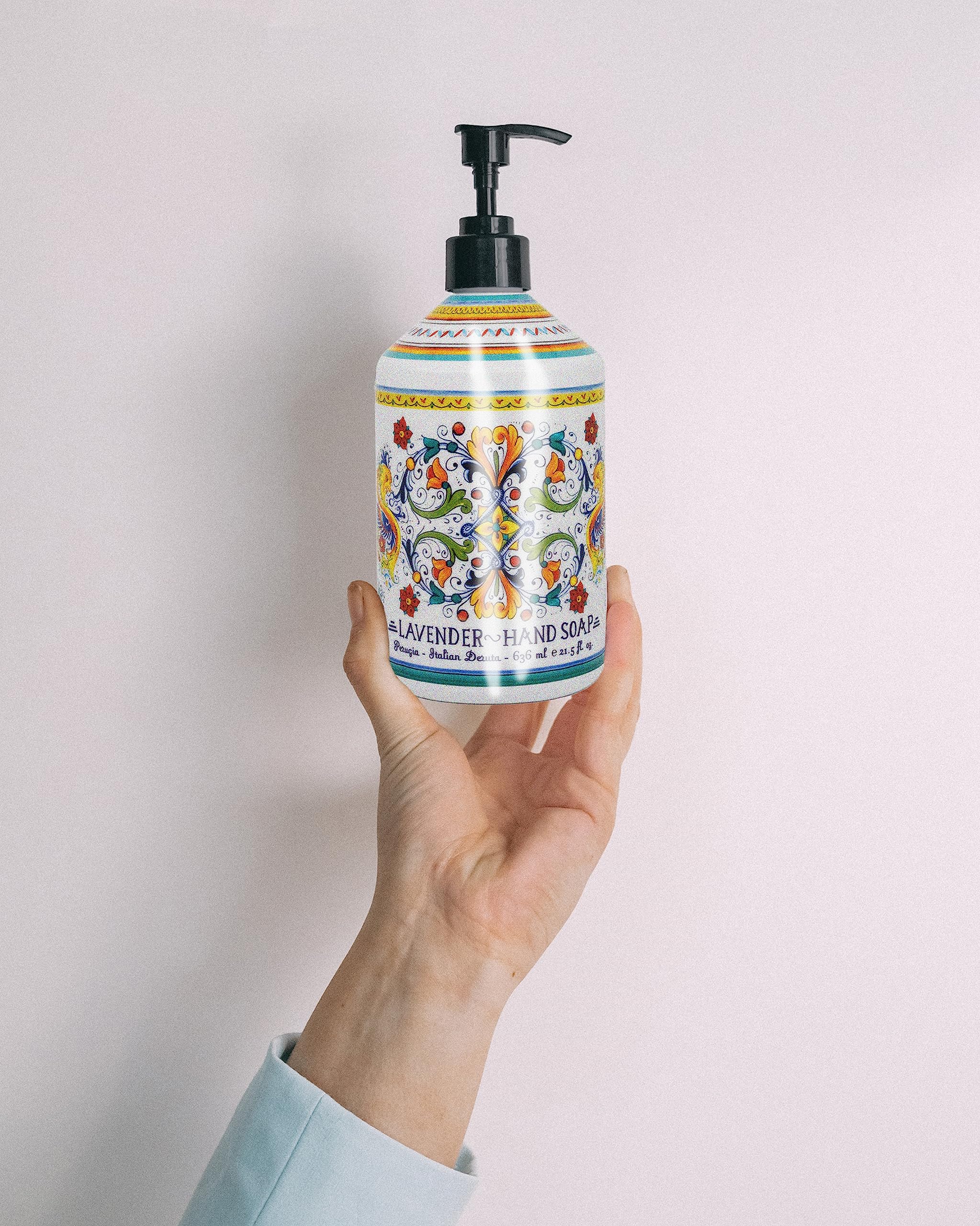 Savon mains Perugia Deruta verveine citronnée, réconfort parfumé après utilisation.