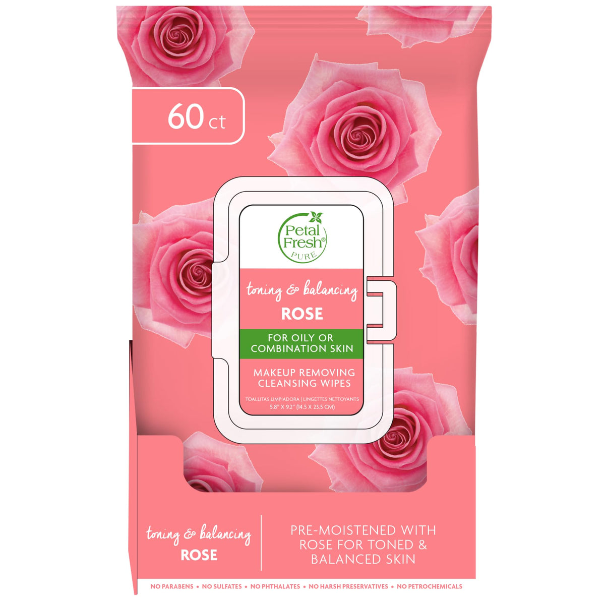 Petal Fresh Lingettes démaquillage rose – enlèvent maquillage sans rinçage.