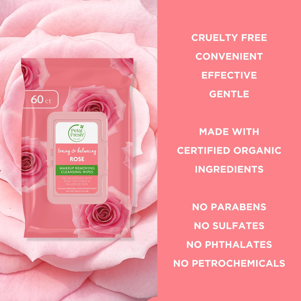 Petal Fresh Lingettes sans rinçage – polyvalentes pour visage, mains et corps.