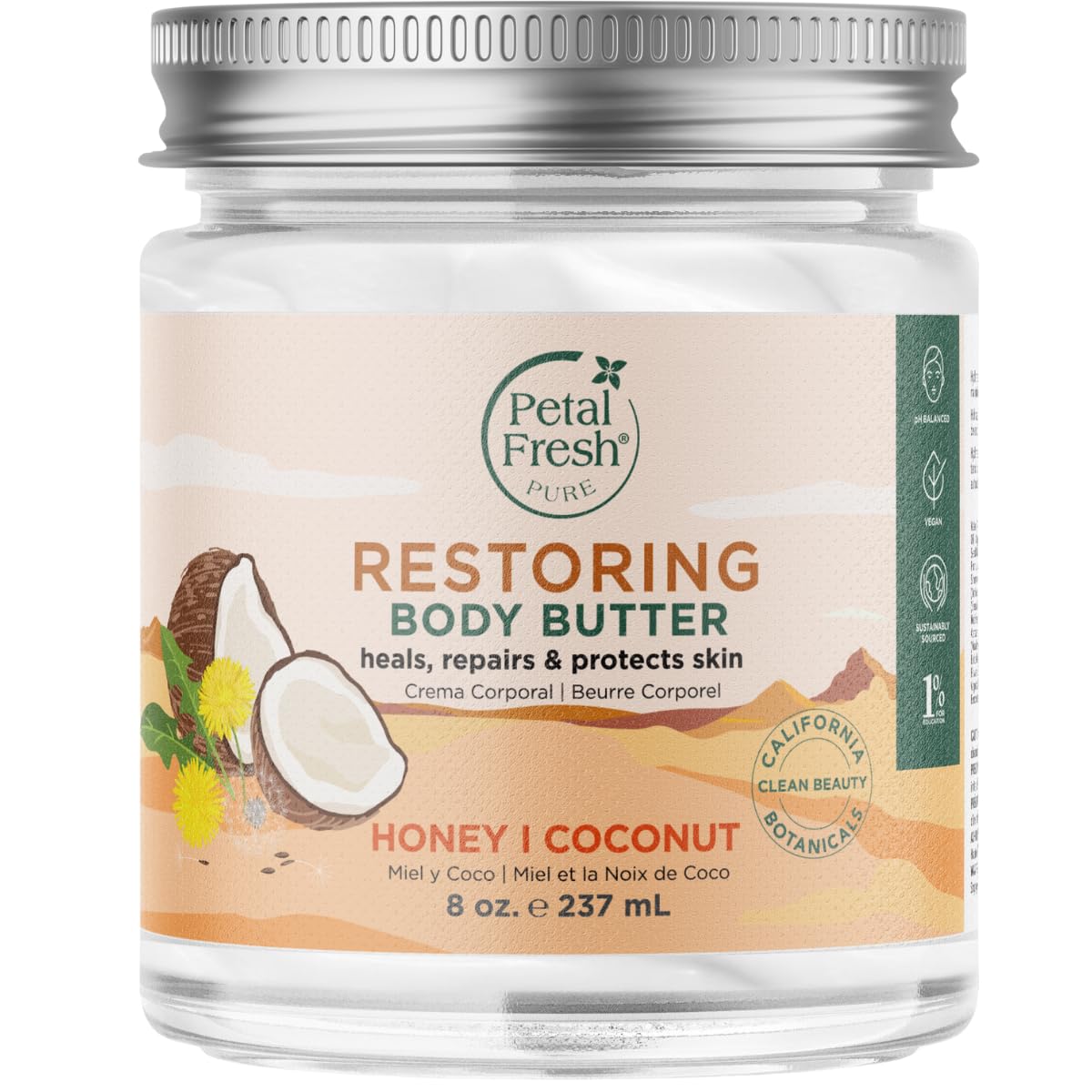 Petal Fresh Pure – Beurre corporel miel et huile de coco, soin nourrissant.