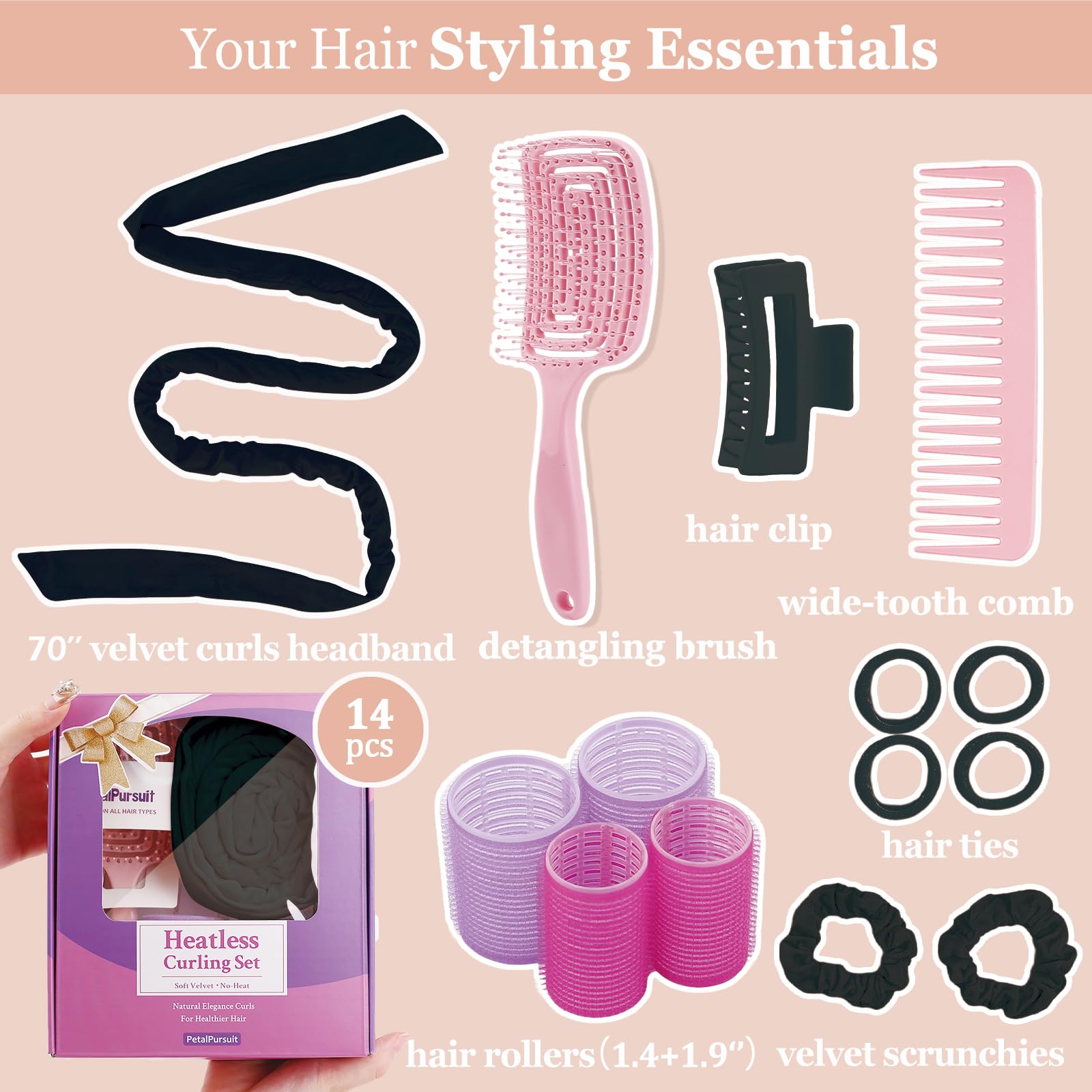 PetalPursuit brosse démêlante pour cheveux faciles à coiffer.