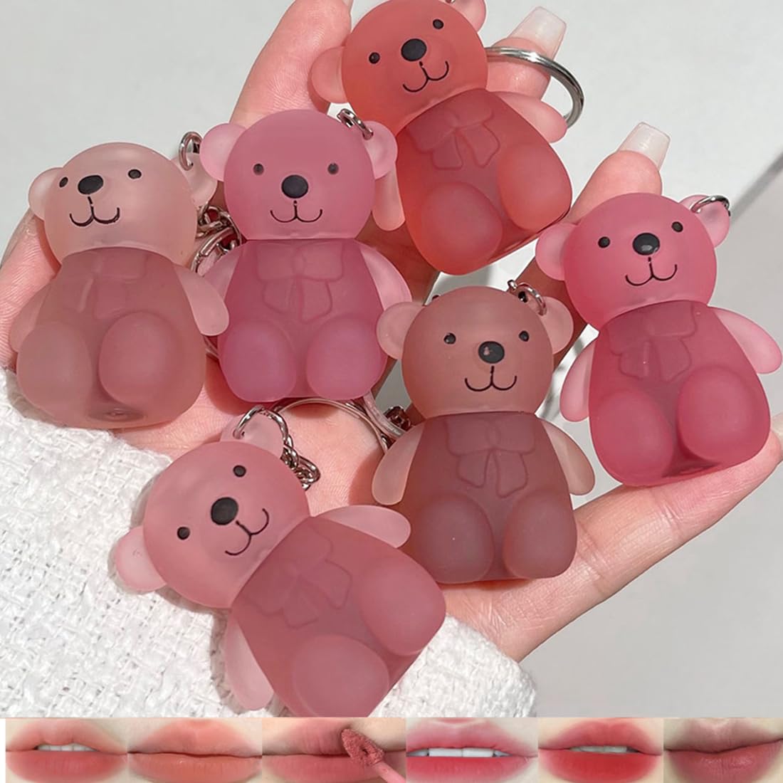 Petansy gloss lèvres ours porte-clé 2 en 1 pratique pour retouches en déplacement