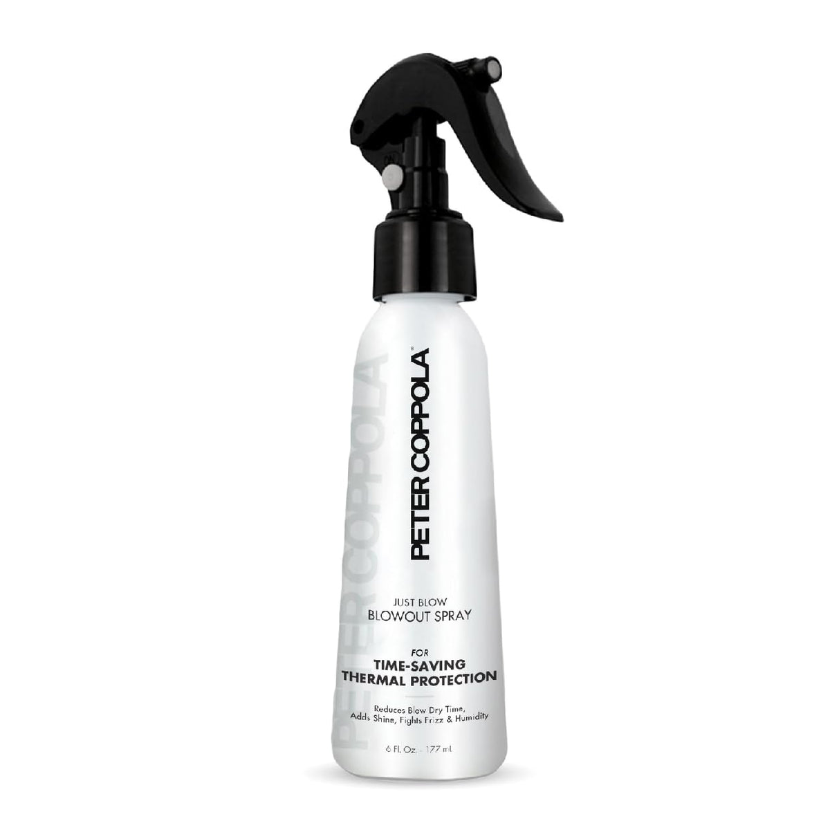 Peter Coppola Just Blow heat protectant bottle ready for daily blow-dry routine.