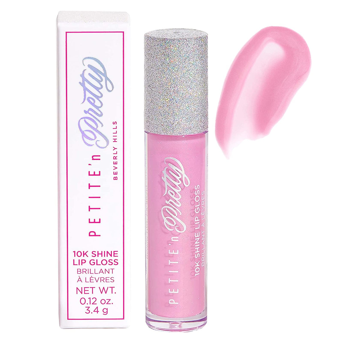 Petite N Pretty 10K Shine Gia Pink lip gloss close-up showing bold shine
