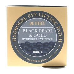 Patchs yeux hydrogel Petitfee avec perles noires et or, pour un regard plus frais.