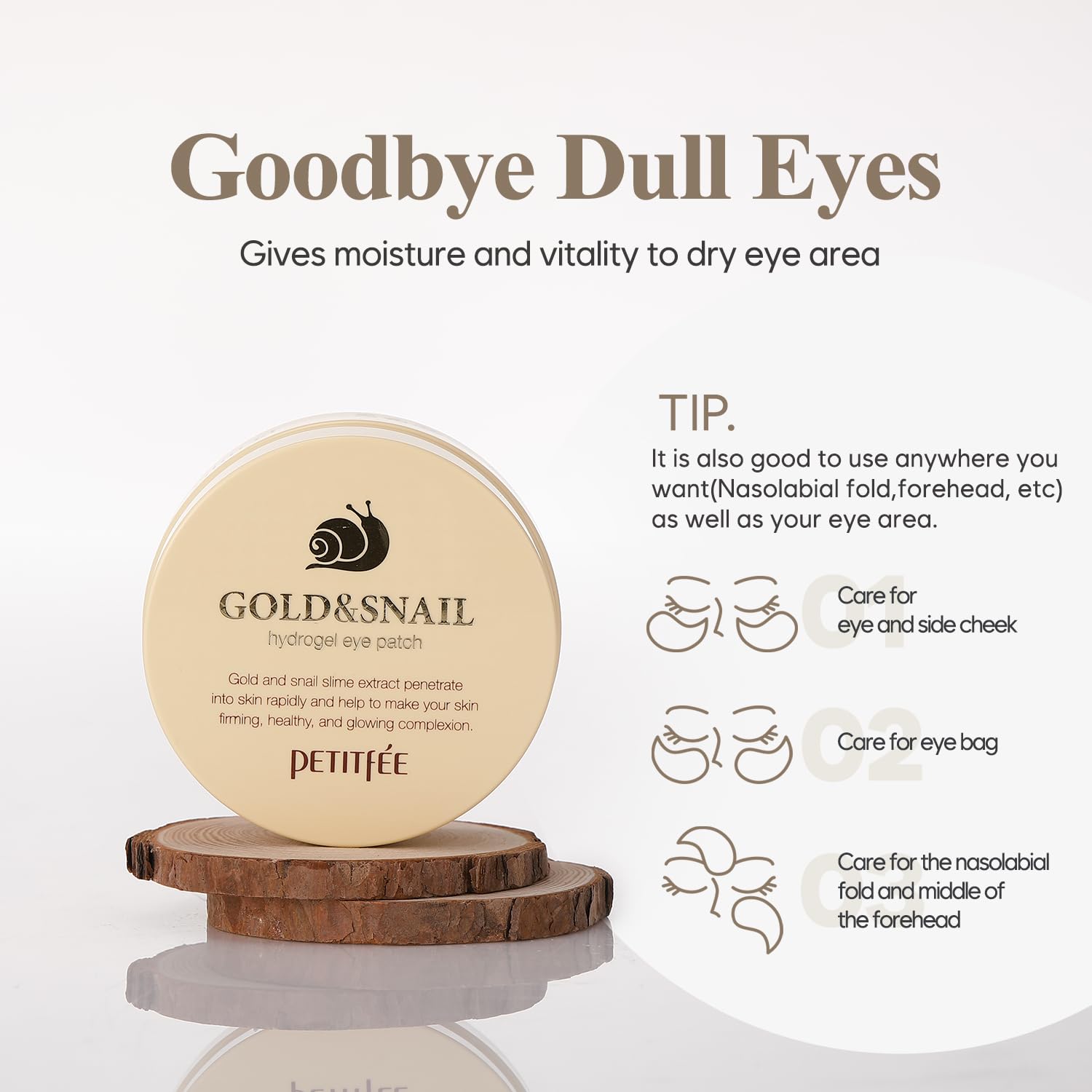 Patch multi-zone Petitfee ciblant le contour des yeux, le front et le cou.