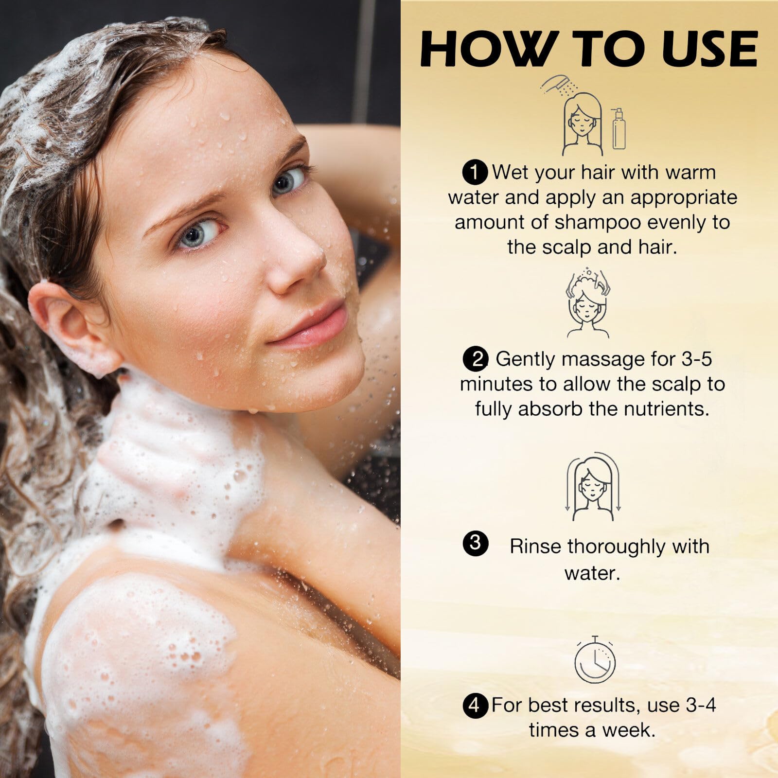 Pewatul Activateur de Racines Shampoing application-massage cuir chevelu: stimulation efficace pendant le lavage.