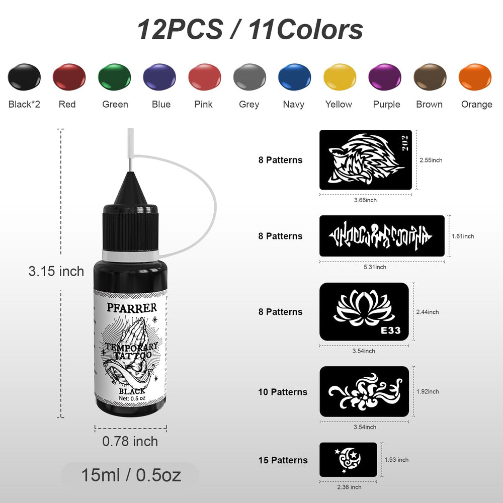 Flacons PFARRER couleur tatouage temporaires haute pigmentation