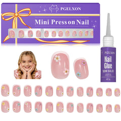 PGELXON enfants ongles presse 3D fleurs, première manucure sûre et amusante.