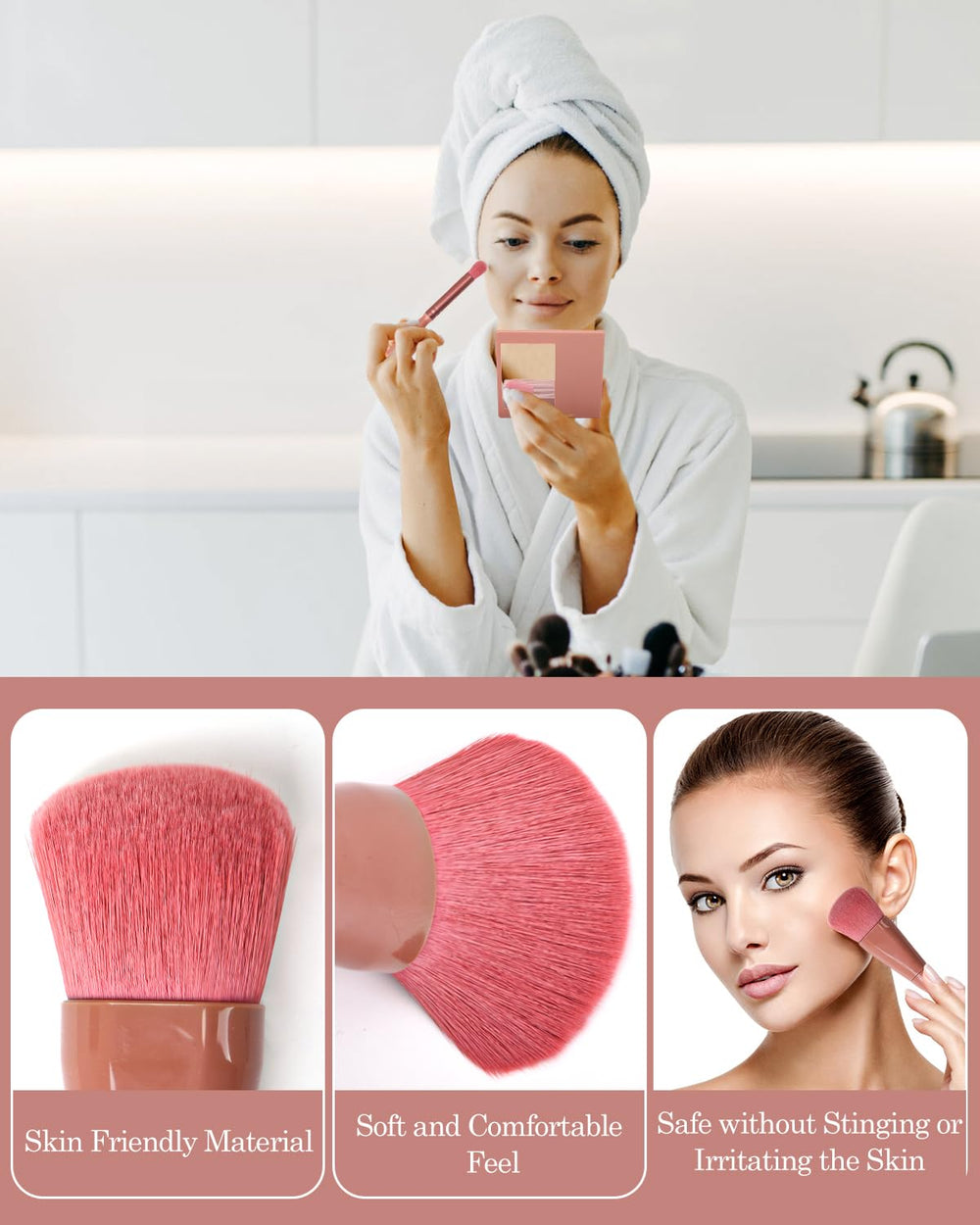 PGRODE pinceau poudre et blush, teint homogène.