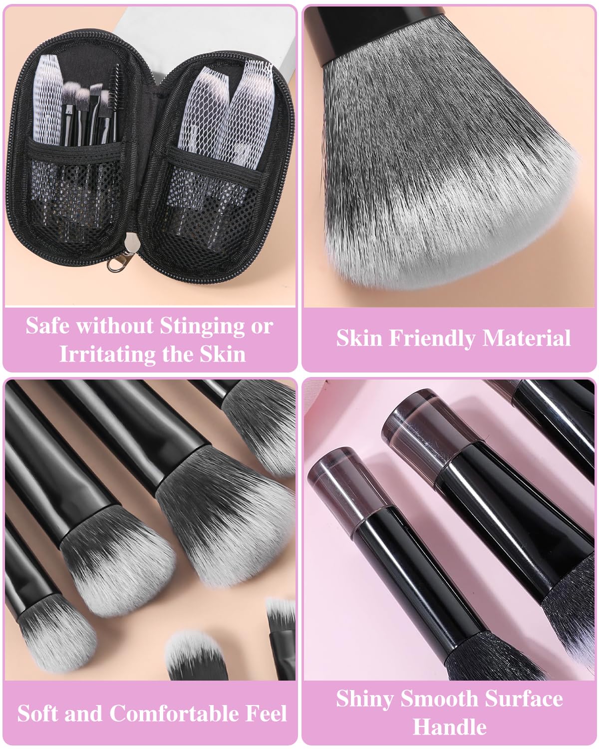 Pinceaux yeux PGRODE, formes variées pour un maquillage précis.