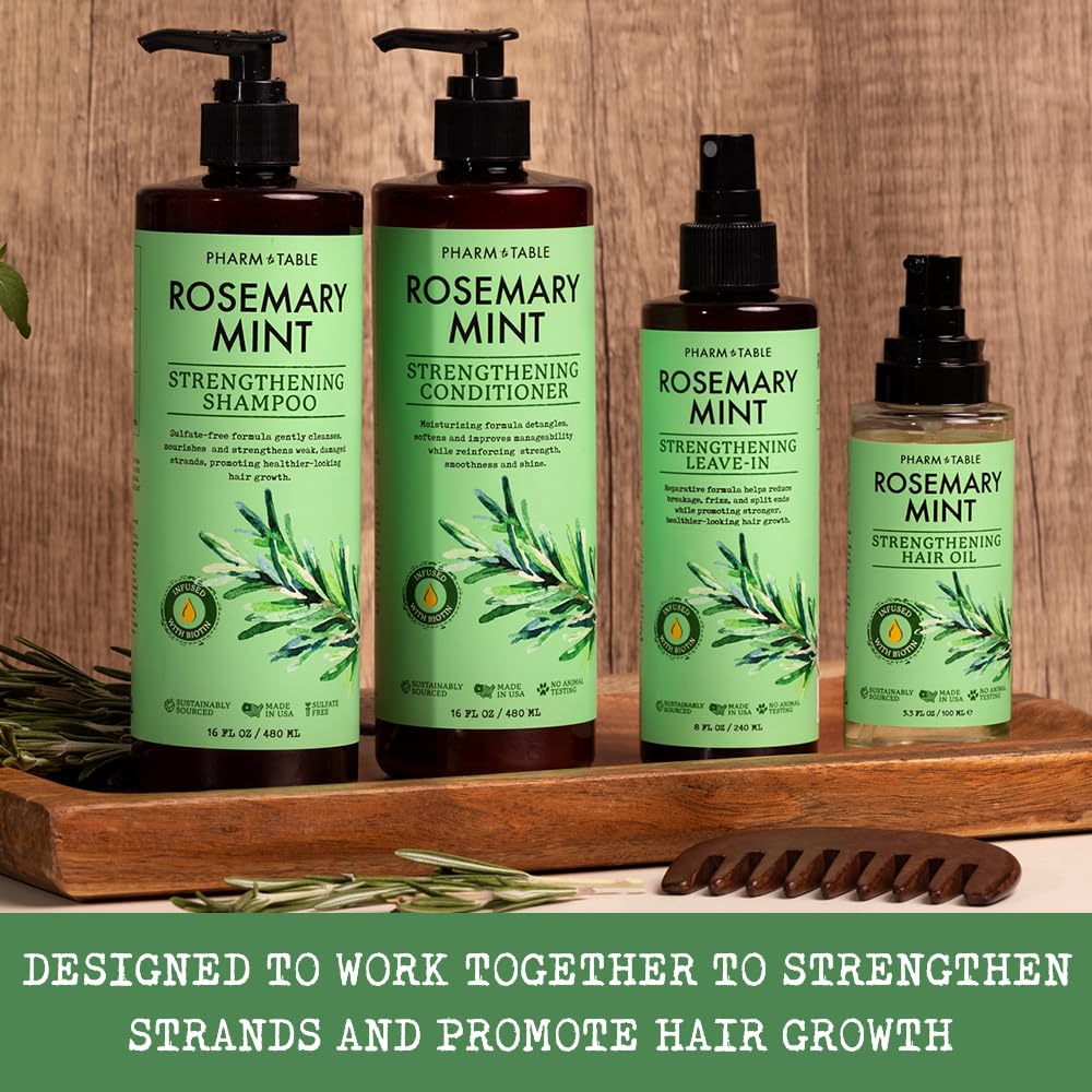 PHARM TO TABLE huile medicamentee douce pour cuir chevelu et cheveux romarin-menthe.