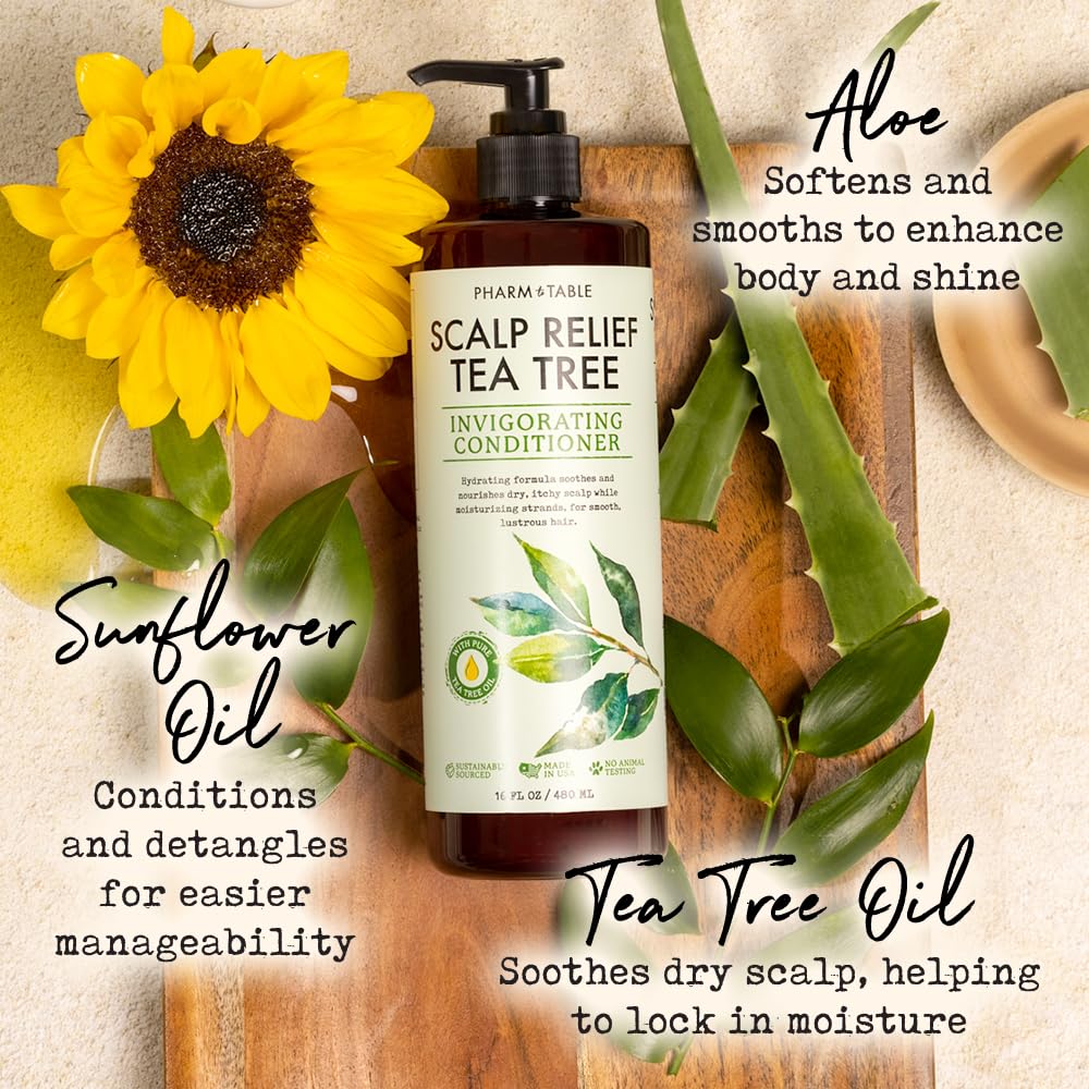 PHARM TO TABLE Tea Tree Conditioner bottle with pump for easy application