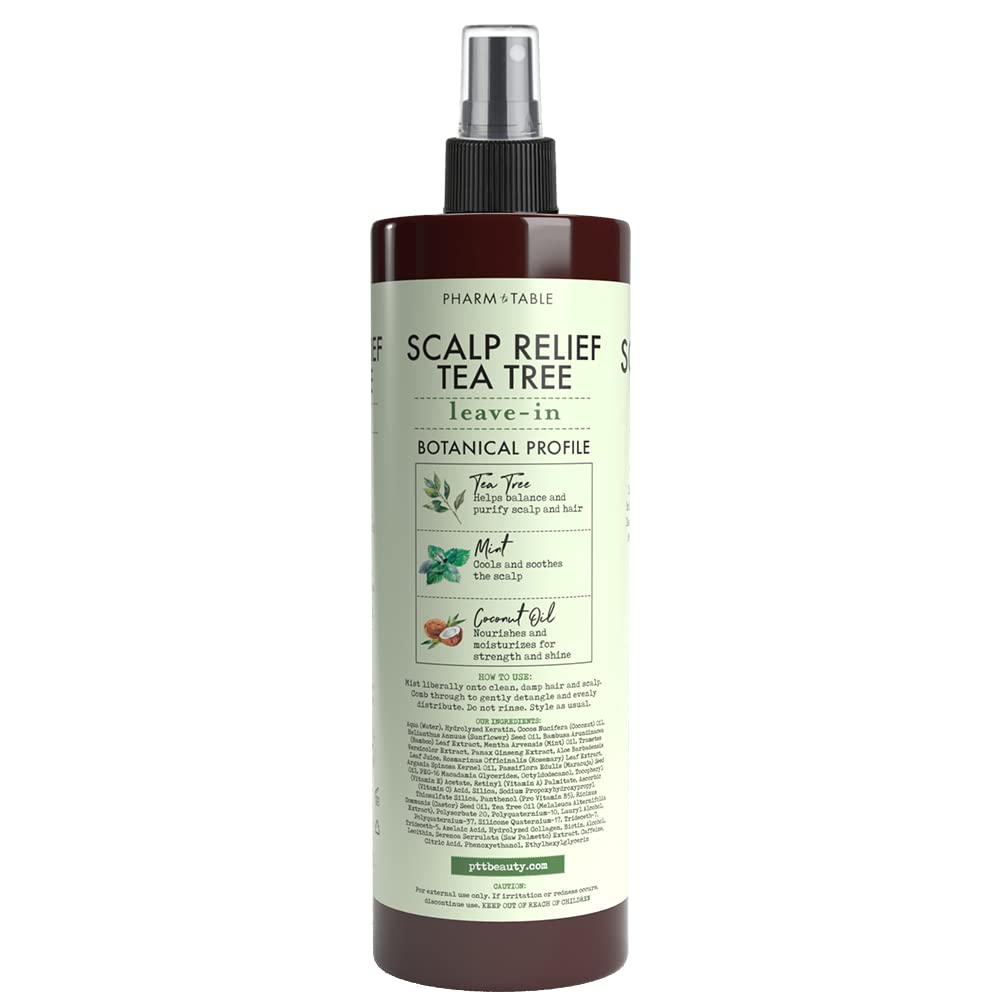 PHARM TO TABLE Tea Tree leave-in spray delivers glossy, manageable hair.
