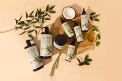 PHARM TO TABLE Tea Tree Leave-In Spray mist nourishes hair and flaky scalp.