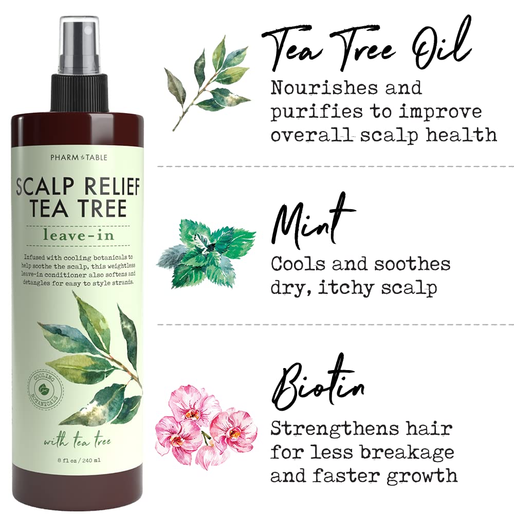 PHARM TO TABLE scalp treatment application shows soothing formula.