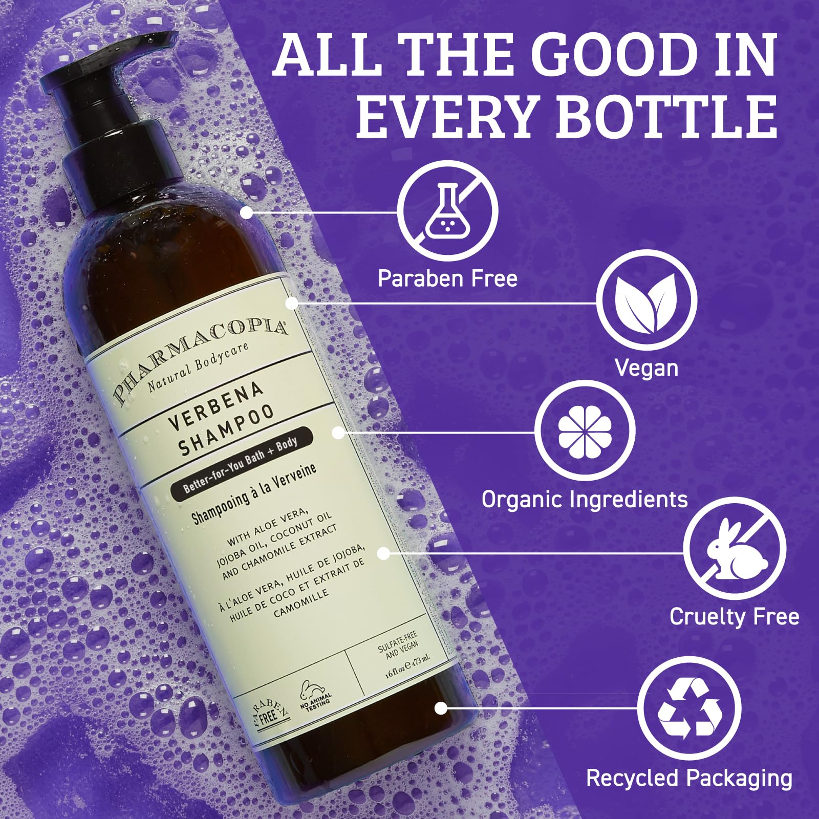 Pharmacopia Shampoing Verveine aloevera douceur et hydratation durable