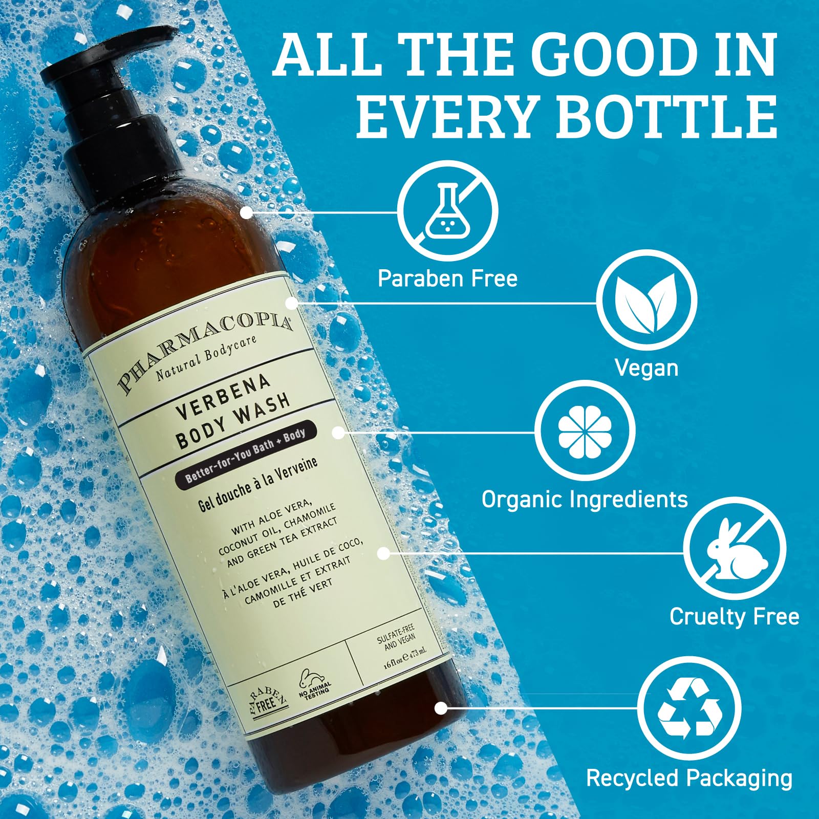 Pharmacopia Verbena : mousse généreuse sur les mains, nettoyage agréable.