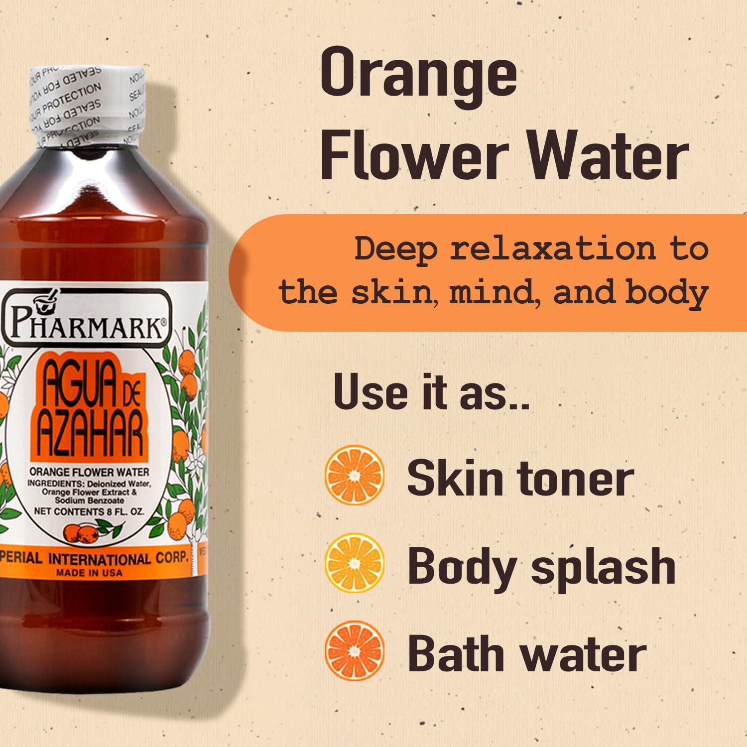 Pharmark eau de fleur d’oranger, application sur la peau pour une sensation légère.