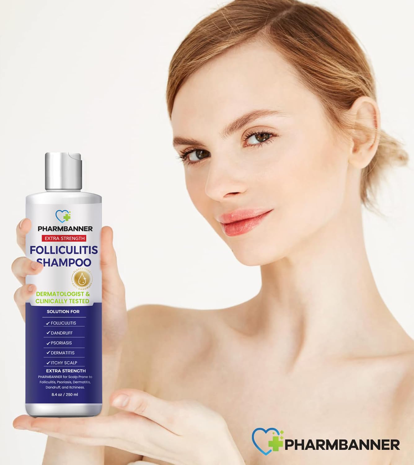 PHARMBANNER étiquette claire avec conseils d’utilisation.