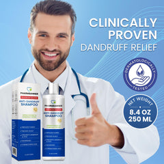 PHARMBANNER Shampoing sélénium-sulfure, texture légère et sensation mentholée.