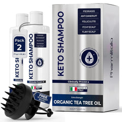 Shampooing Pharmlitalia psoriasis – bouteille visible, apaisement potentiel du cuir chevelu.