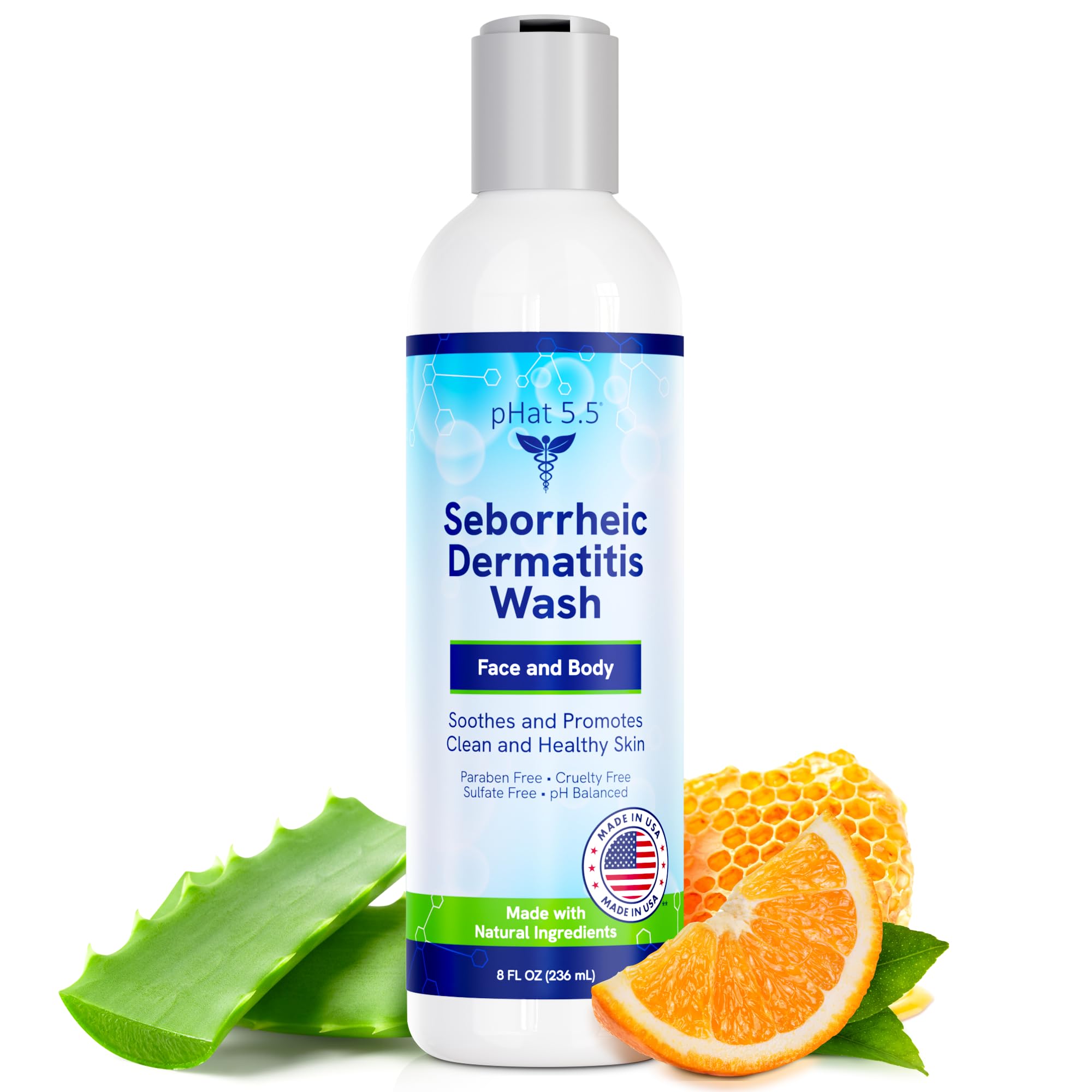 pHat 5.5 – Bouteille visage et corps au miel Manuka, nettoyage doux et nourrissant.
