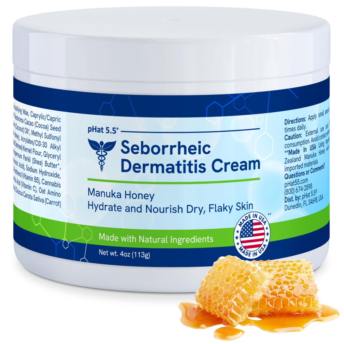 pHat 5.5 crème apaisante dans le pot, apaise les démangeaisons et hydrate.