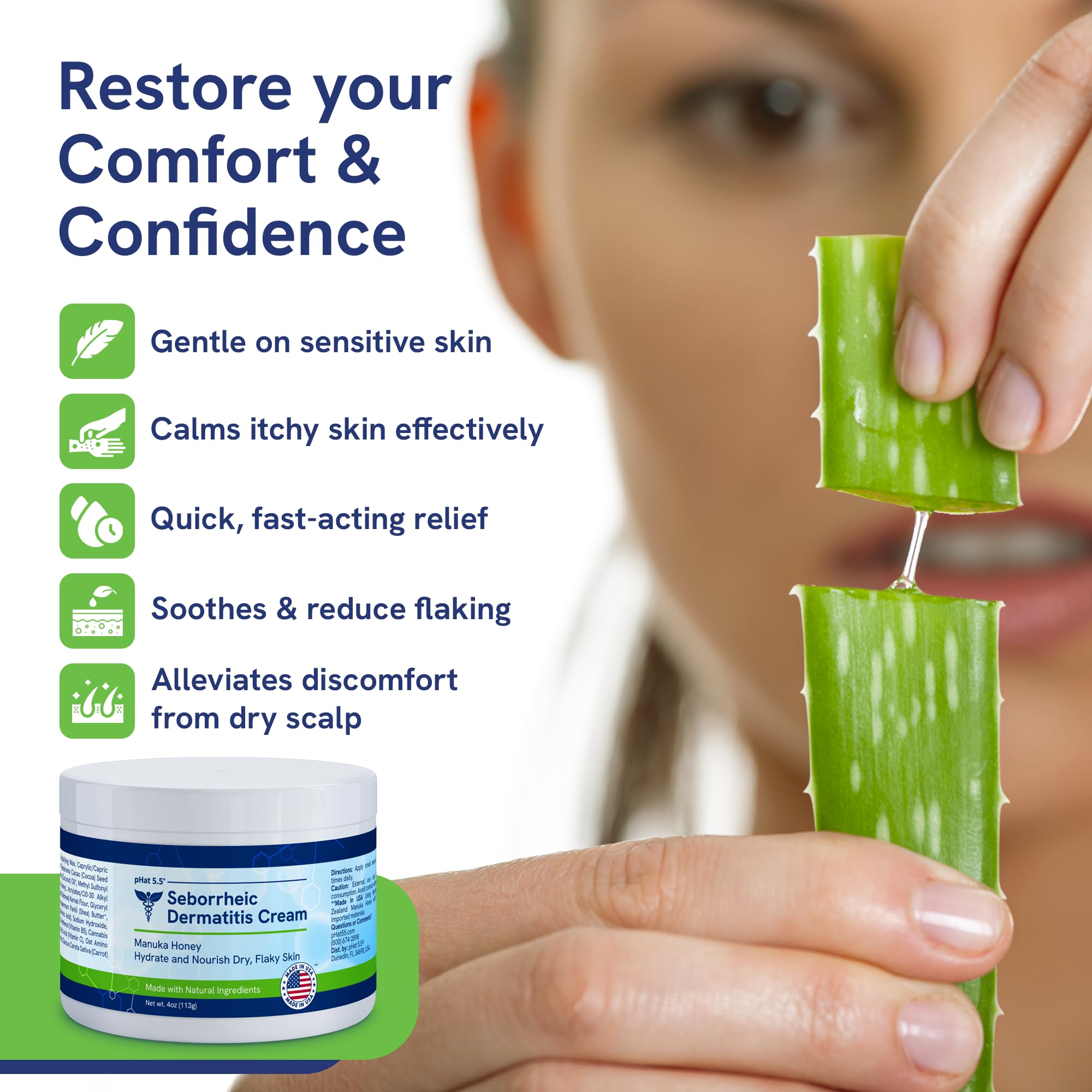 Ingrédients naturels: Aloe Vera et Cehami pour apaiser et nourrir.