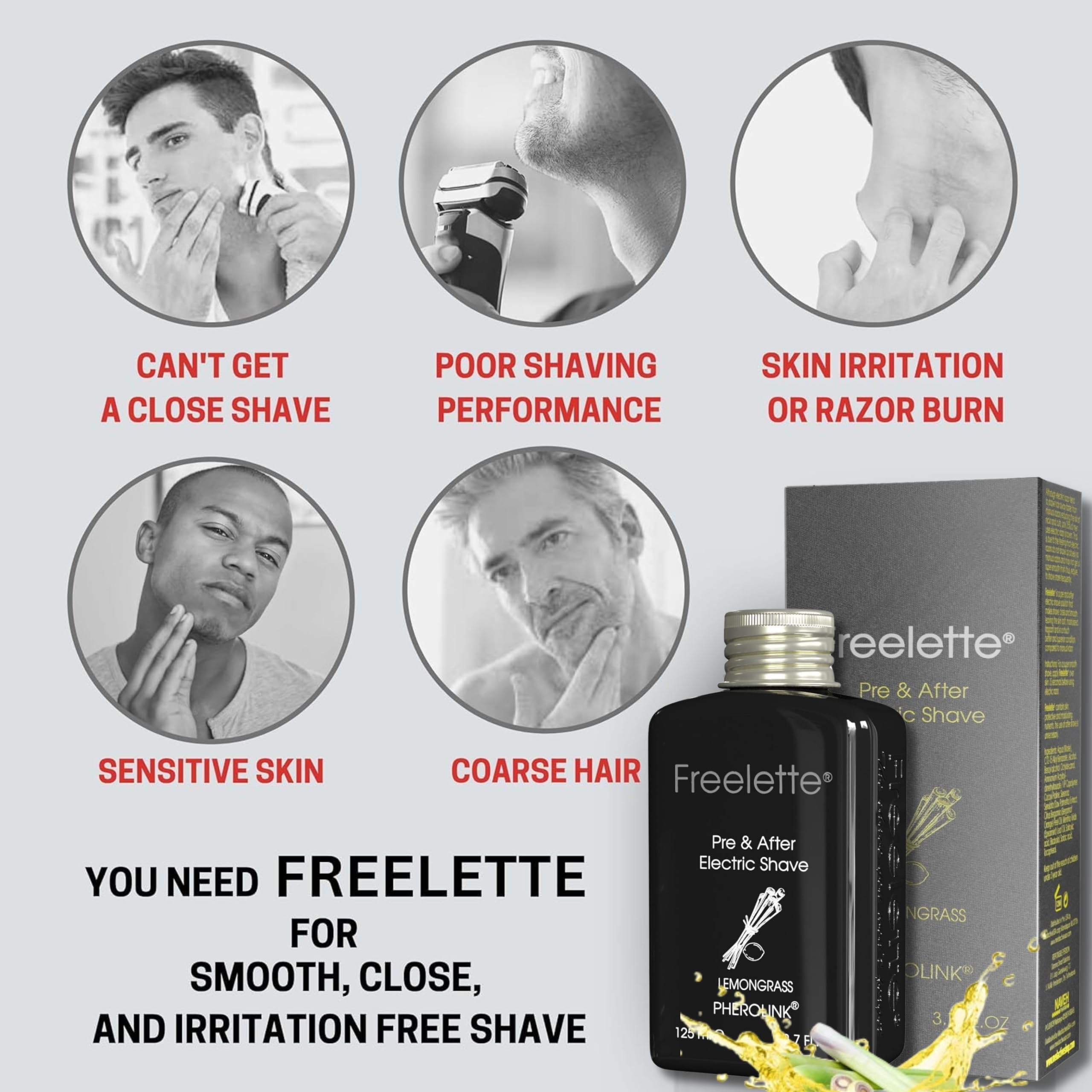 Pherolink Freelette crème après rasage pour rasage électrique confortable.