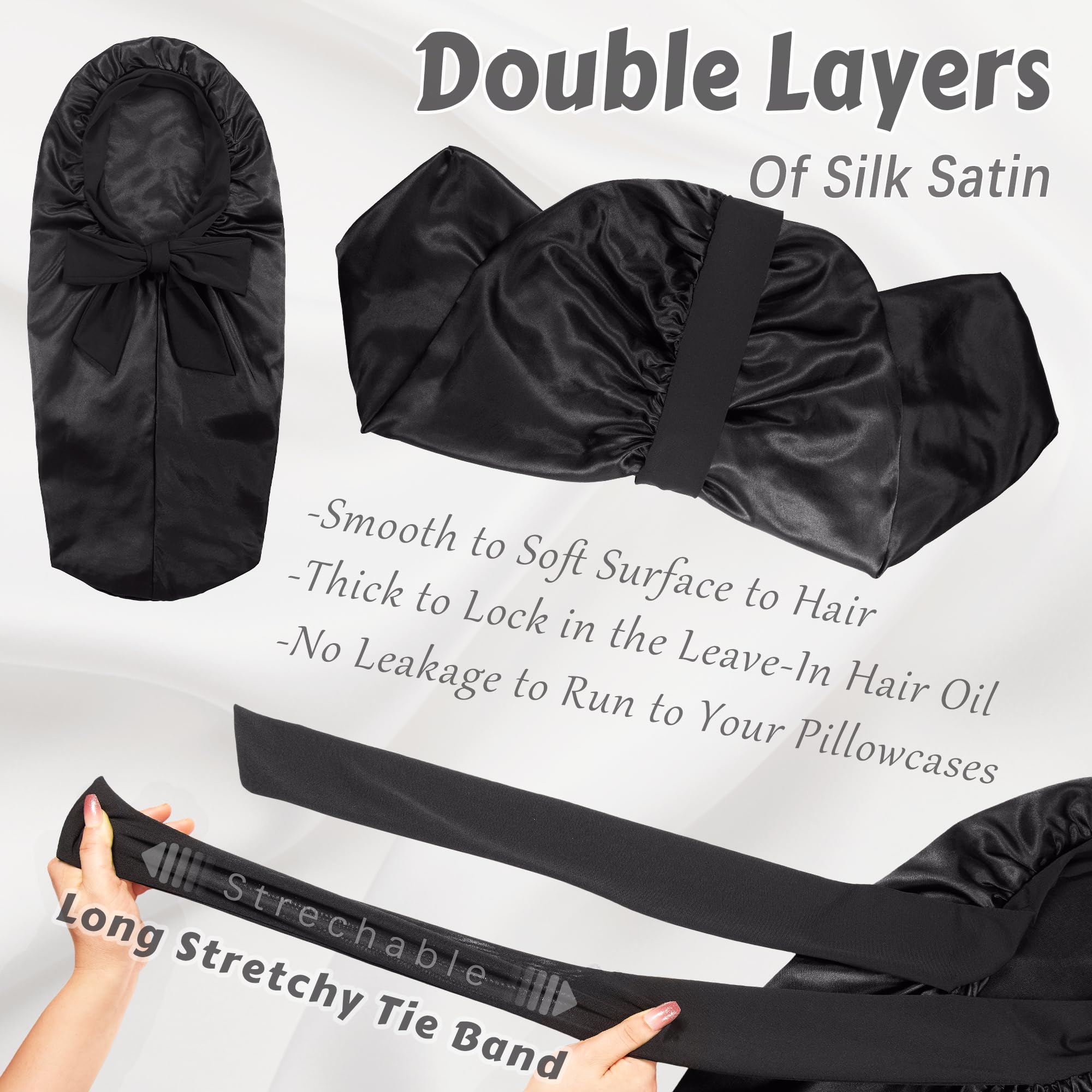 PHILIGHTS bonnet double couche soie, deux faces lisses protégeant les cheveux