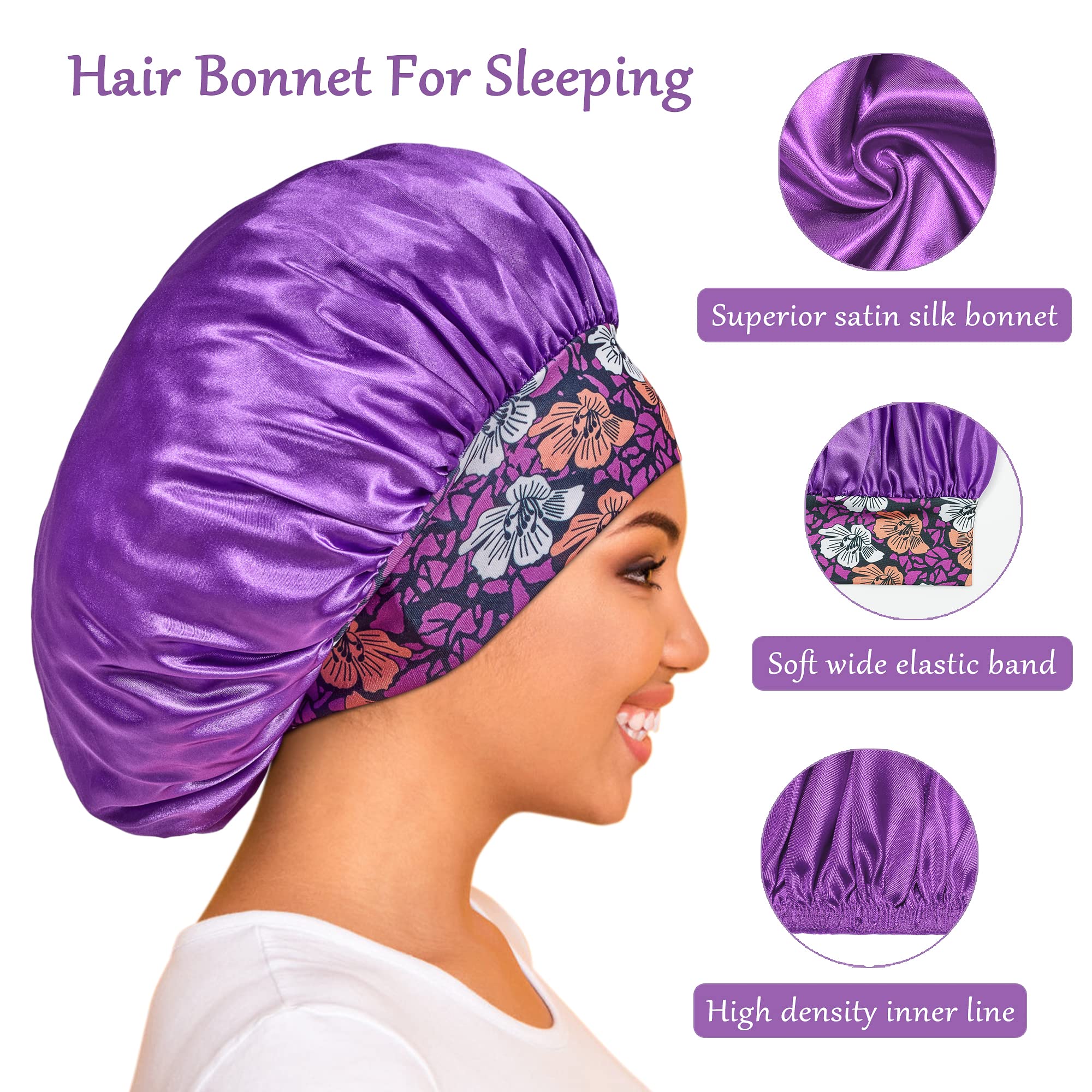 PHILIGHTS bonnet satin bande élastique large pour maintien sûr