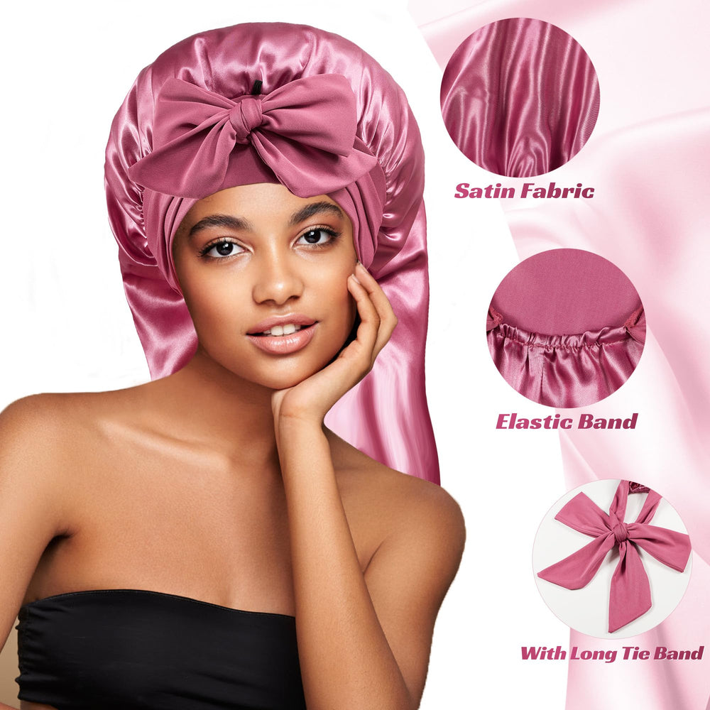 PHILIGHTS bonnet satin long adapté pour cheveux bouclés et longs, protection nocturne