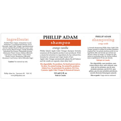 Shampooing Phillip Adam Orange Vanille, flacon avec pompe, facilité d’usage quotidien.