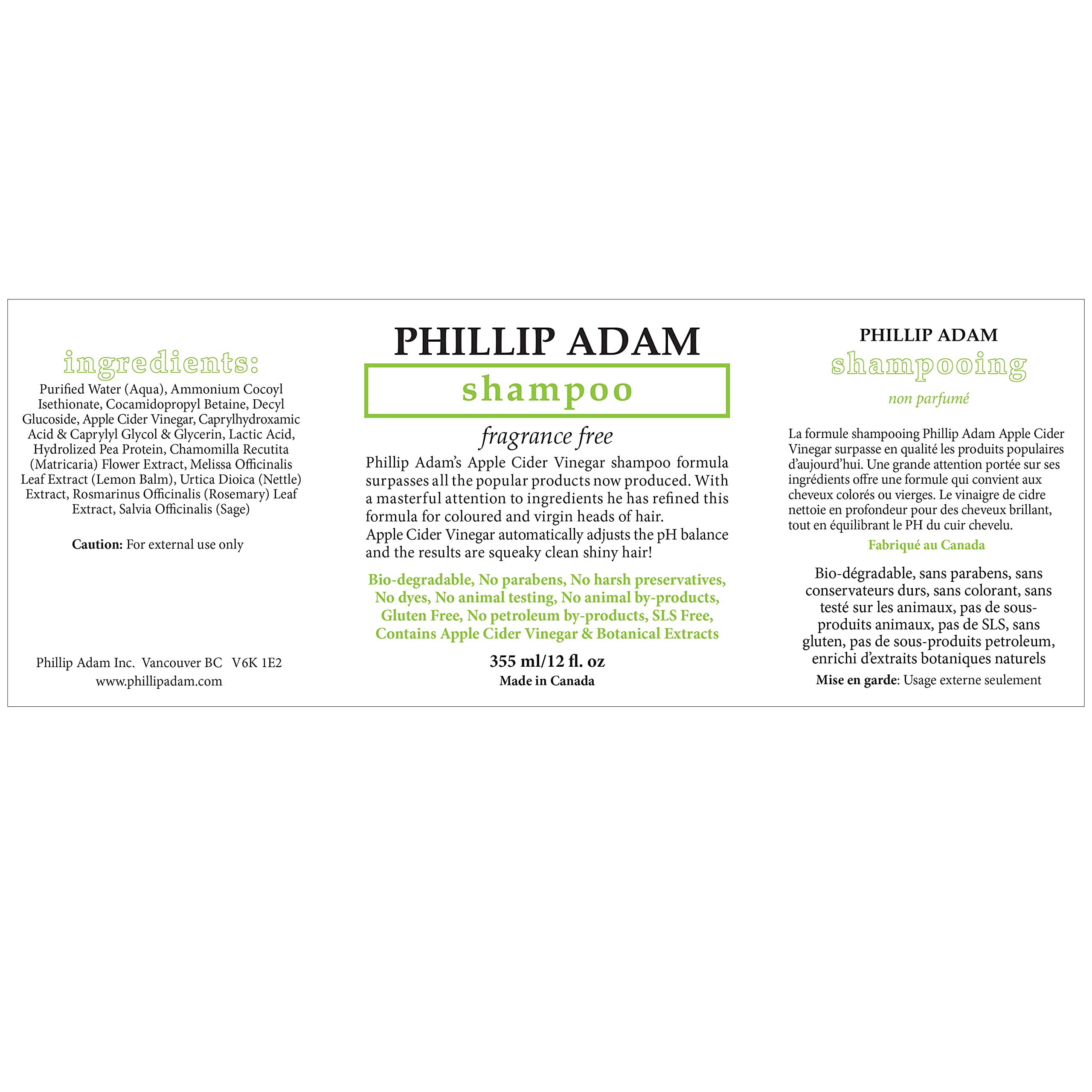 Phillip Adam shampoing mousse légère nettoie en douceur les cheveux