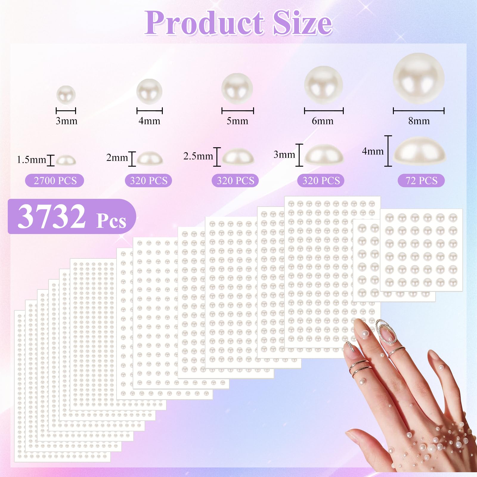 Phinus perles-cheveux-4mm: accent élégant pour coiffure et cheveux