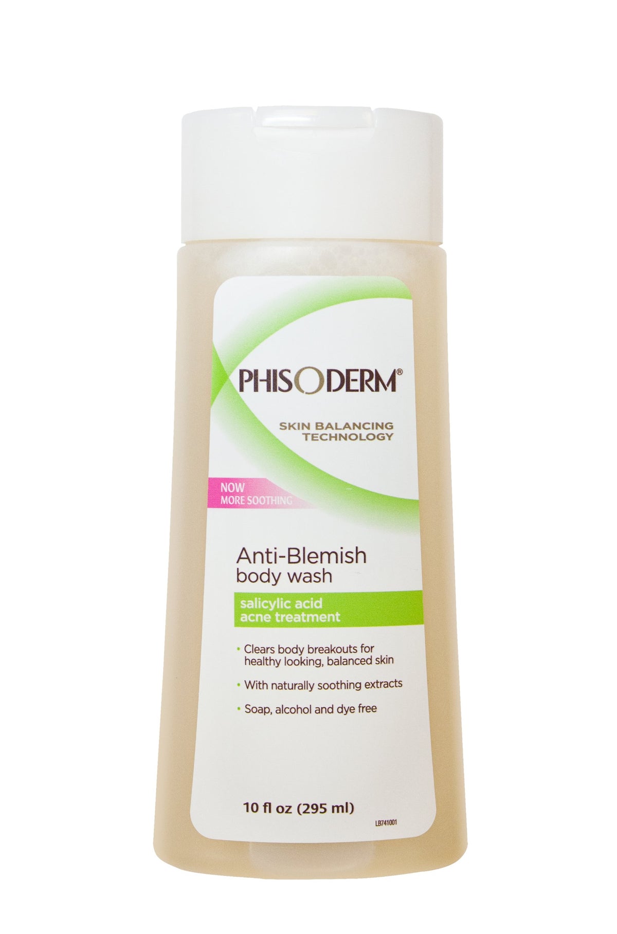 Phisoderm anti-blemish body wash bottle, 3-pack, supports balanced skin daily.