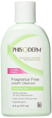 Phisoderm Crème Nettoyante sans parfum — bouteille vue face, douceur adaptée à la peau sensible.